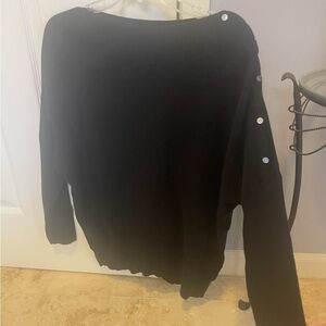 Simply Vera Vera Wang Black Sweater Dolman Sleeve Snap Detail Black Large